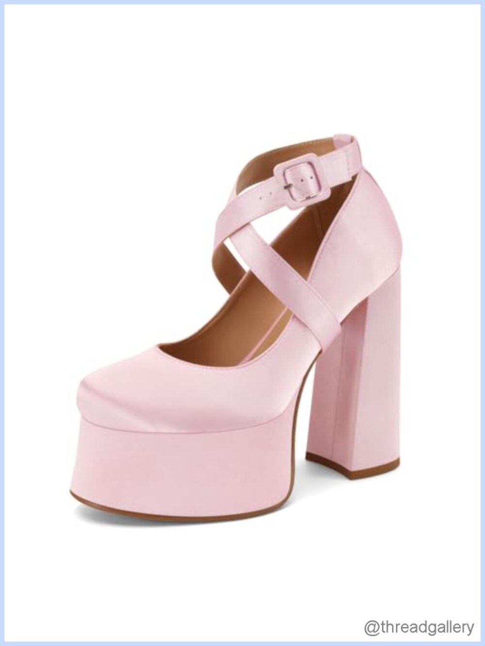 Womens Platform Satin Chunky High Heels Removable Strap Lolita Pumps